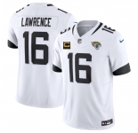 Men's Jacksonville Jaguars #16 Trevor Lawrence White 2025 F.U.S.E. With 4-Star C Patch Vapor Limited Football Stitched Jersey