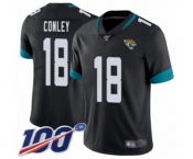 Men's Jacksonville Jaguars #18 Chris Conley Black Team Color Vapor Untouchable Limited Player 100th Season Football Jersey