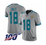 Men's Jacksonville Jaguars #18 Chris Conley Silver Inverted Legend Limited 100th Season Football Jersey