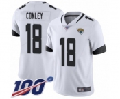 Men's Jacksonville Jaguars #18 Chris Conley White Vapor Untouchable Limited Player 100th Season Football Jersey