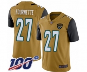 Men's Jacksonville Jaguars #27 Leonard Fournette Limited Gold Rush Vapor Untouchable 100th Season Football Jersey