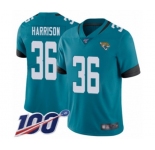 Men's Jacksonville Jaguars #36 Ronnie Harrison Teal Green Alternate Vapor Untouchable Limited Player 100th Season Football Jersey