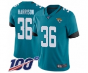 Men's Jacksonville Jaguars #36 Ronnie Harrison Teal Green Alternate Vapor Untouchable Limited Player 100th Season Football Jersey