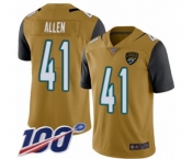 Men's Jacksonville Jaguars #41 Josh Allen Limited Gold Rush Vapor Untouchable 100th Season Football Jersey