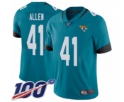 Men's Jacksonville Jaguars #41 Josh Allen Teal Green Alternate Vapor Untouchable Limited Player 100th Season Football Jersey