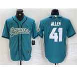 Men's Jacksonville Jaguars #41 Josh Allen Teal With Patch Cool Base Baseball Stitched Jersey