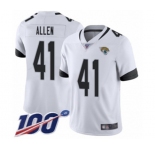 Men's Jacksonville Jaguars #41 Josh Allen White Vapor Untouchable Limited Player 100th Season Football Jersey