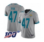 Men's Jacksonville Jaguars #47 Jake Ryan Silver Inverted Legend Limited 100th Season Football Jersey