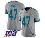 Men's Jacksonville Jaguars #47 Jake Ryan Silver Inverted Legend Limited 100th Season Football Jersey