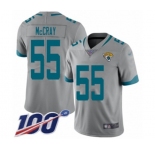 Men's Jacksonville Jaguars #55 Lerentee McCray Silver Inverted Legend Limited 100th Season Football Jersey