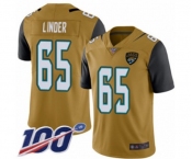 Men's Jacksonville Jaguars #65 Brandon Linder Limited Gold Rush Vapor Untouchable 100th Season Football Jersey