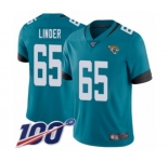 Men's Jacksonville Jaguars #65 Brandon Linder Teal Green Alternate Vapor Untouchable Limited Player 100th Season Football Jersey