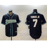 Men's Jacksonville Jaguars #7 Brian Thomas Jr Black With Patch Cool Base Stitched Baseball Jersey