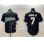 Men's Jacksonville Jaguars #7 Brian Thomas Jr Black With Patch Cool Base Stitched Baseball Jerseys