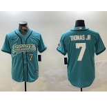Men's Jacksonville Jaguars #7 Brian Thomas Jr Teal With Patch Cool Base Stitched Baseball Jerseys