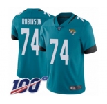 Men's Jacksonville Jaguars #74 Cam Robinson Teal Green Alternate Vapor Untouchable Limited Player 100th Season Football Jersey