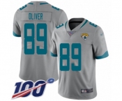 Men's Jacksonville Jaguars #89 Josh Oliver Silver Inverted Legend Limited 100th Season Football Jersey