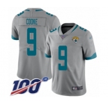 Men's Jacksonville Jaguars #9 Logan Cooke Silver Inverted Legend Limited 100th Season Football Jersey