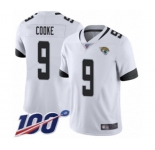 Men's Jacksonville Jaguars #9 Logan Cooke White Vapor Untouchable Limited Player 100th Season Football Jersey