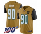 Men's Jacksonville Jaguars #90 Taven Bryan Limited Gold Rush Vapor Untouchable 100th Season Football Jersey