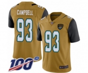 Men's Jacksonville Jaguars #93 Calais Campbell Limited Gold Rush Vapor Untouchable 100th Season Football Jersey