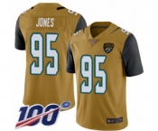 Men's Jacksonville Jaguars #95 Abry Jones Limited Gold Rush Vapor Untouchable 100th Season Football Jersey
