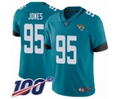 Men's Jacksonville Jaguars #95 Abry Jones Teal Green Alternate Vapor Untouchable Limited Player 100th Season Football Jersey