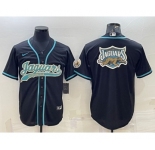 Men's Jacksonville Jaguars Black Team Big Logo With Patch Cool Base Stitched Baseball Jersey