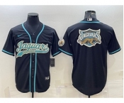 Men's Jacksonville Jaguars Black Team Big Logo With Patch Cool Base Stitched Baseball Jersey