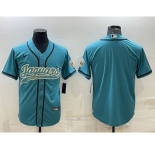 Men's Jacksonville Jaguars Blank Teal With Patch Cool Base Stitched Baseball Jersey