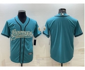 Men's Jacksonville Jaguars Blank Teal With Patch Cool Base Stitched Baseball Jersey