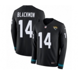 Men's Nike Jacksonville Jaguars #14 Justin Blackmon Limited Black Therma Long Sleeve NFL Jersey