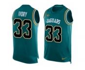 Men's Nike Jacksonville Jaguars #33 Chris Ivory Limited Teal Green Player Name & Number Tank Top NFL Jersey