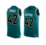 Men's Nike Jacksonville Jaguars #42 Barry Church Limited Teal Green Player Name & Number Tank Top NFL Jersey