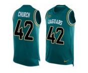 Men's Nike Jacksonville Jaguars #42 Barry Church Limited Teal Green Player Name & Number Tank Top NFL Jersey