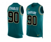 Men's Nike Jacksonville Jaguars #90 Stefan Charles Limited Teal Green Player Name & Number Tank Top NFL Jersey