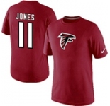 Mens Atlanta Falcons 11 Julio Jones Nike Red Player Name and Number T-Shirt