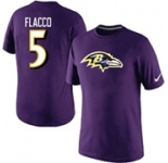 Nike Baltimore Ravens 5 Flacco Name & Number T-Shirt- Purple