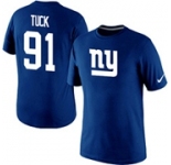 Nike Justin Tuck New York Giants #91 Replica Name & Number T-Shirt - Royal Blue