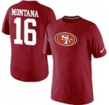 Nike San Francisco 49ers 16 Montana Name & Number T-Shirt Red