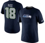 Nike Seattle Seahawks 18 Sidney Rice Name & Number T-Shirt Blue