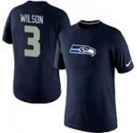 Nike Seattle Seahawks 3 Russell Wilson Name & Number T-Shirt Blue