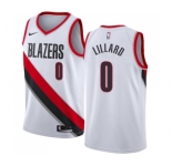 Women's Nike Portland Trail Blazers #0 Damian Lillard Swingman White Home NBA Jersey - Association Edition