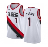 Women's Nike Portland Trail Blazers #1 Evan Turner Swingman White Home NBA Jersey - Association Edition