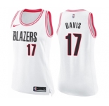 Women's Nike Portland Trail Blazers #17 Ed Davis Swingman White Pink Fashion NBA Jersey