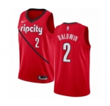 Women's Nike Portland Trail Blazers #2 Wade Baldwin Red Swingman Jersey - Earned Edition