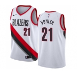 Women's Nike Portland Trail Blazers #21 Noah Vonleh Swingman White Home NBA Jersey - Association Edition