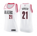 Women's Nike Portland Trail Blazers #21 Noah Vonleh Swingman White Pink Fashion NBA Jersey