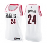 Women's Nike Portland Trail Blazers #24 Anfernee Simons Swingman White Pink Fashion NBA Jersey
