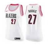 Women's Nike Portland Trail Blazers #27 Jusuf Nurkic Swingman White Pink Fashion NBA Jersey